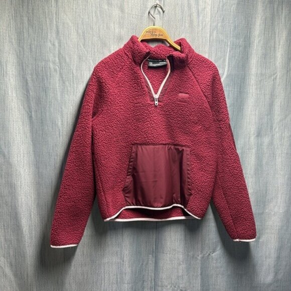 Under armour 14 zip Burgundy Fleece Jacket size small - Picture 1 of 7